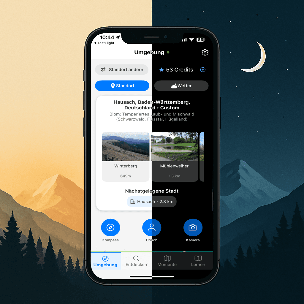 Dein kompletter Wildtier-Erkennungs- & Naturführer - Wildscope app interface showing wildlife identification features